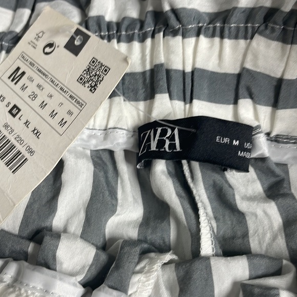 Zara Striped Drawstring Paperbag Cropped Pants Size M - Picture 4 of 6